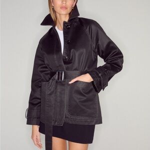 Waxed Black Belted utility Jacket